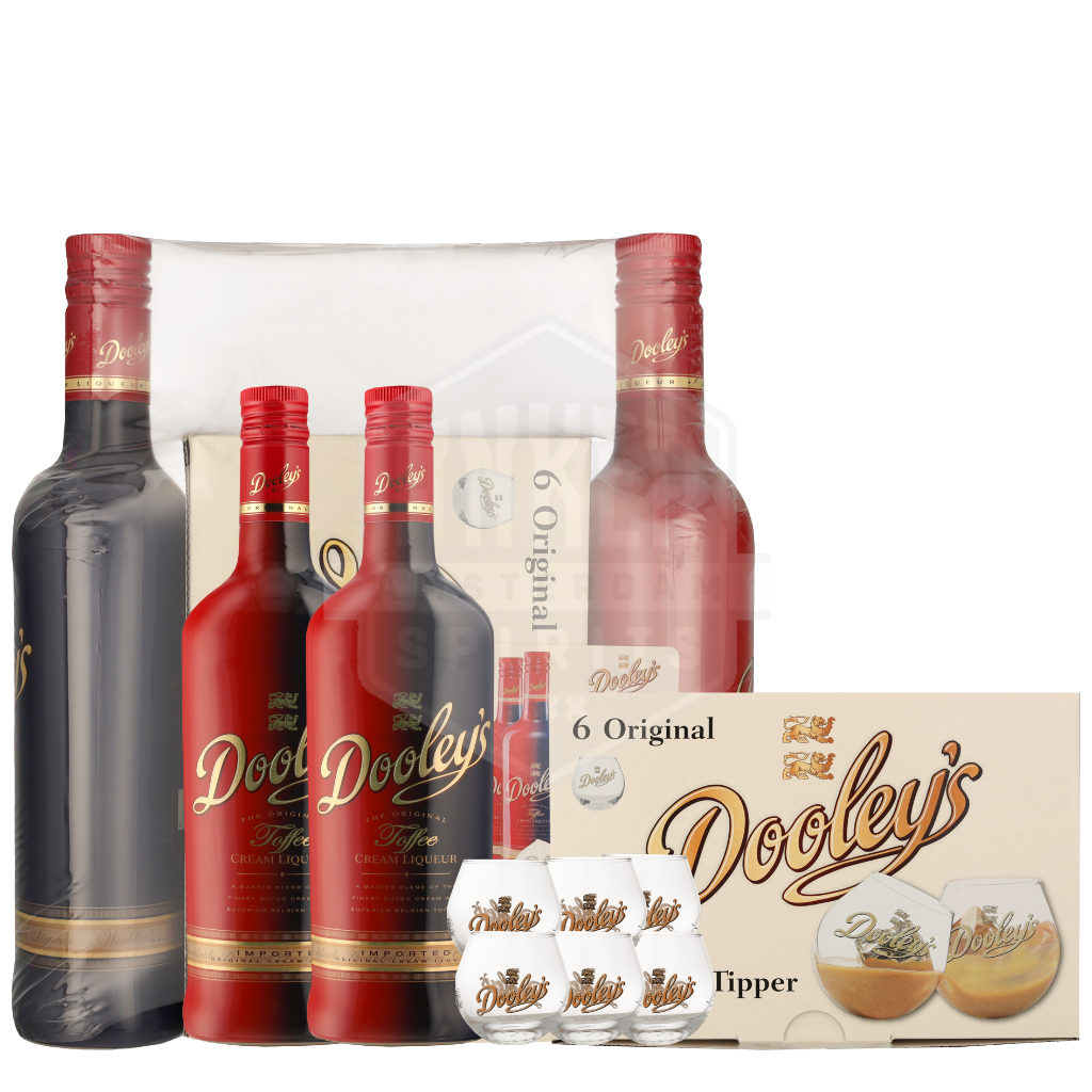 Buy Dooley\'s Toffee Liqueur Twin Pack + Glasses online | Anker Amsterdam  Spirits, The largest independent beverage wholesaler in the Netherlands!